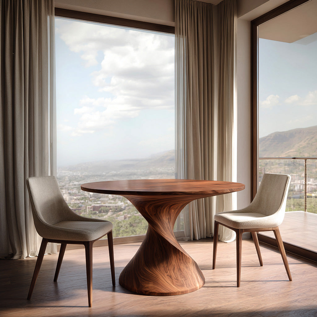 Organic Twisted Sculptural Dining Table For Breakfast Nook