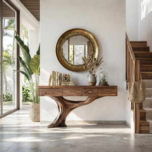 Farmhouse Solid Wood Dressing Table For Bedroom Decor And Storage