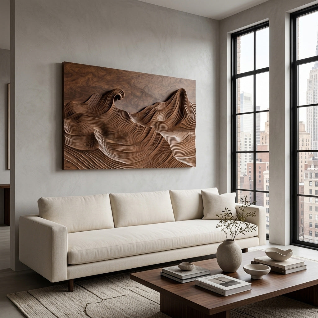 Organic Modern Wave Wood Wall Art For Wall Decor