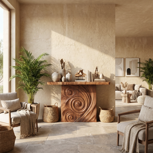 Contemporary Raw Edge Entry Table For Open Living Space