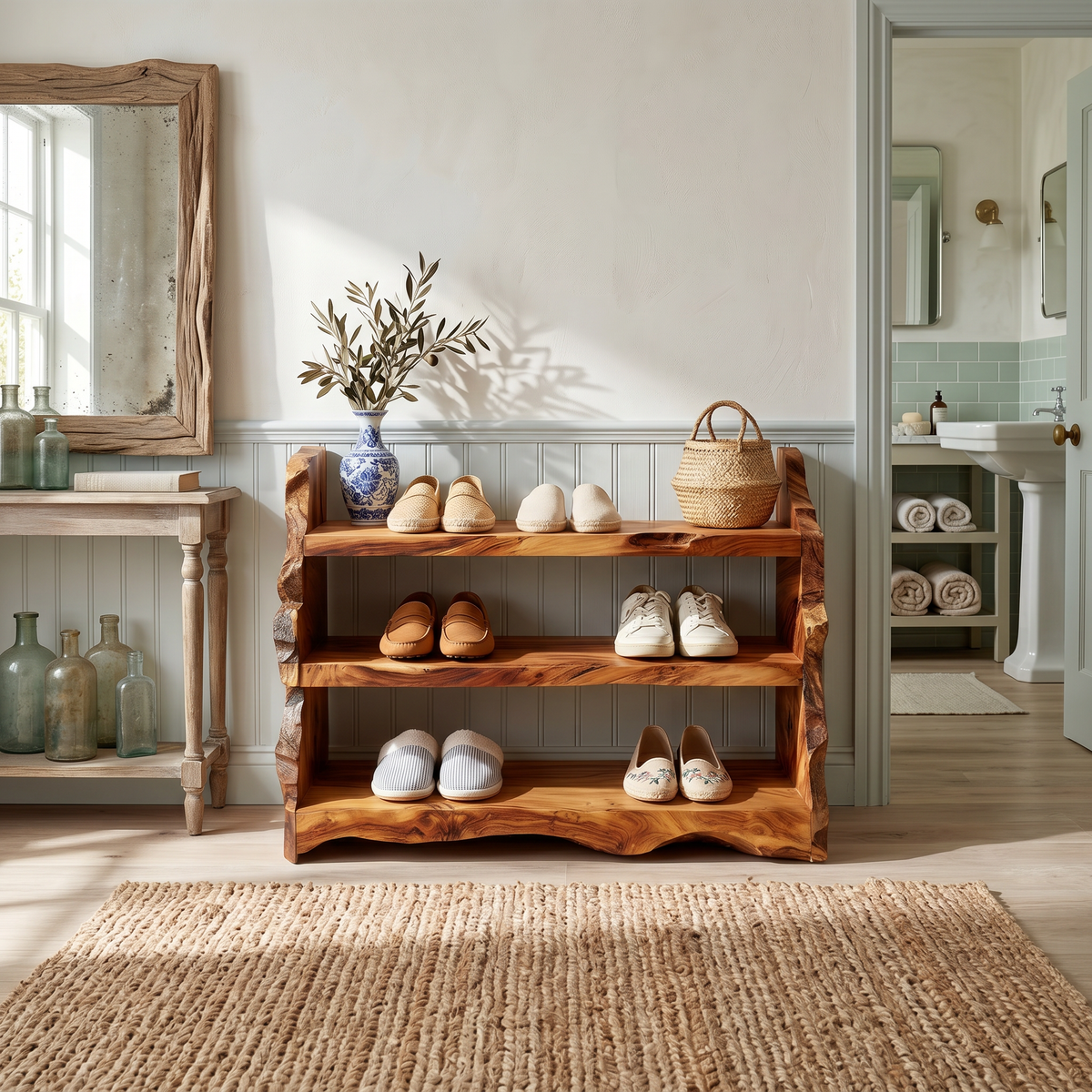 Minimalist Tall Shoe Rack For Mudroom Hallway Display Section