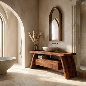 Modern Wooden Bathroom Vanity With Integrated Cabinet For Bathroom