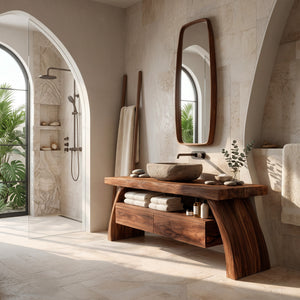 Contemporary Wood Bathroom Vanity With Drawer Storage For Bathroom