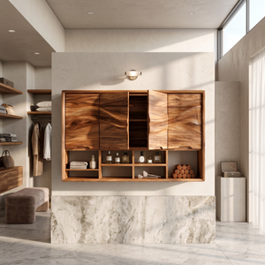 Organic Wave Panel Bathroom Cabinet Primary Bathroom
