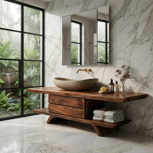 Modern Natural Wood Bathroom Vanity For Bathroom Storage