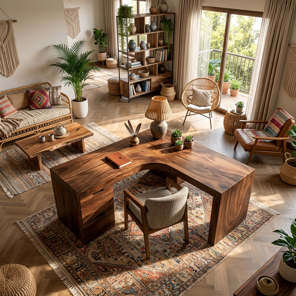 Rustic L Shaped Corner Desk For Home Office