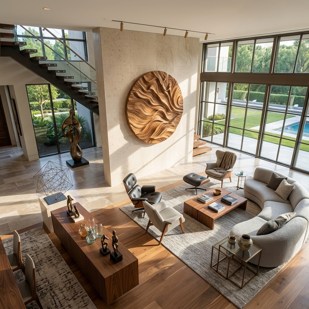 Round Carved Wall Sculpture For Living Room