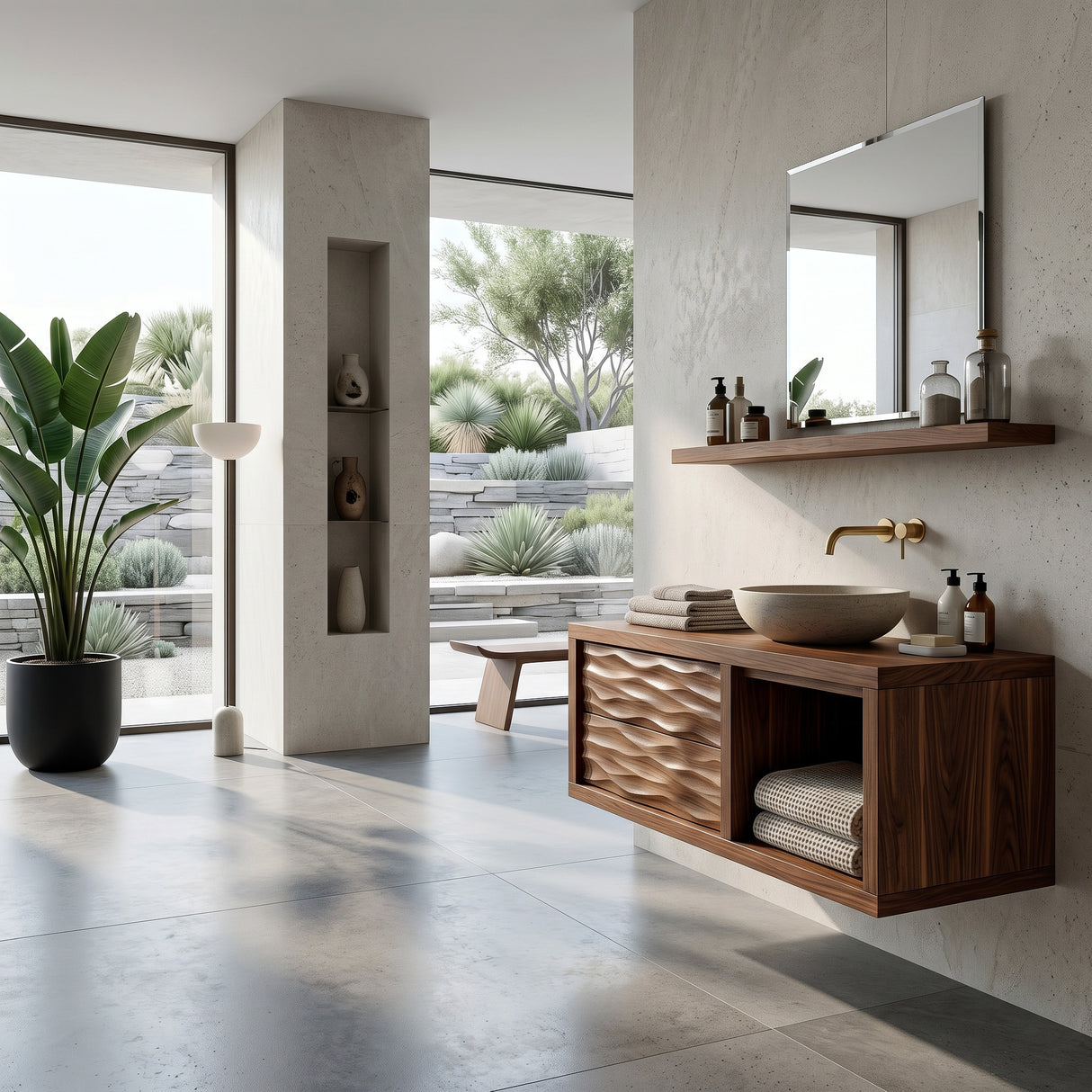 Modern Floating Bathroom Vanity With Wave Front For Bathroom Decor