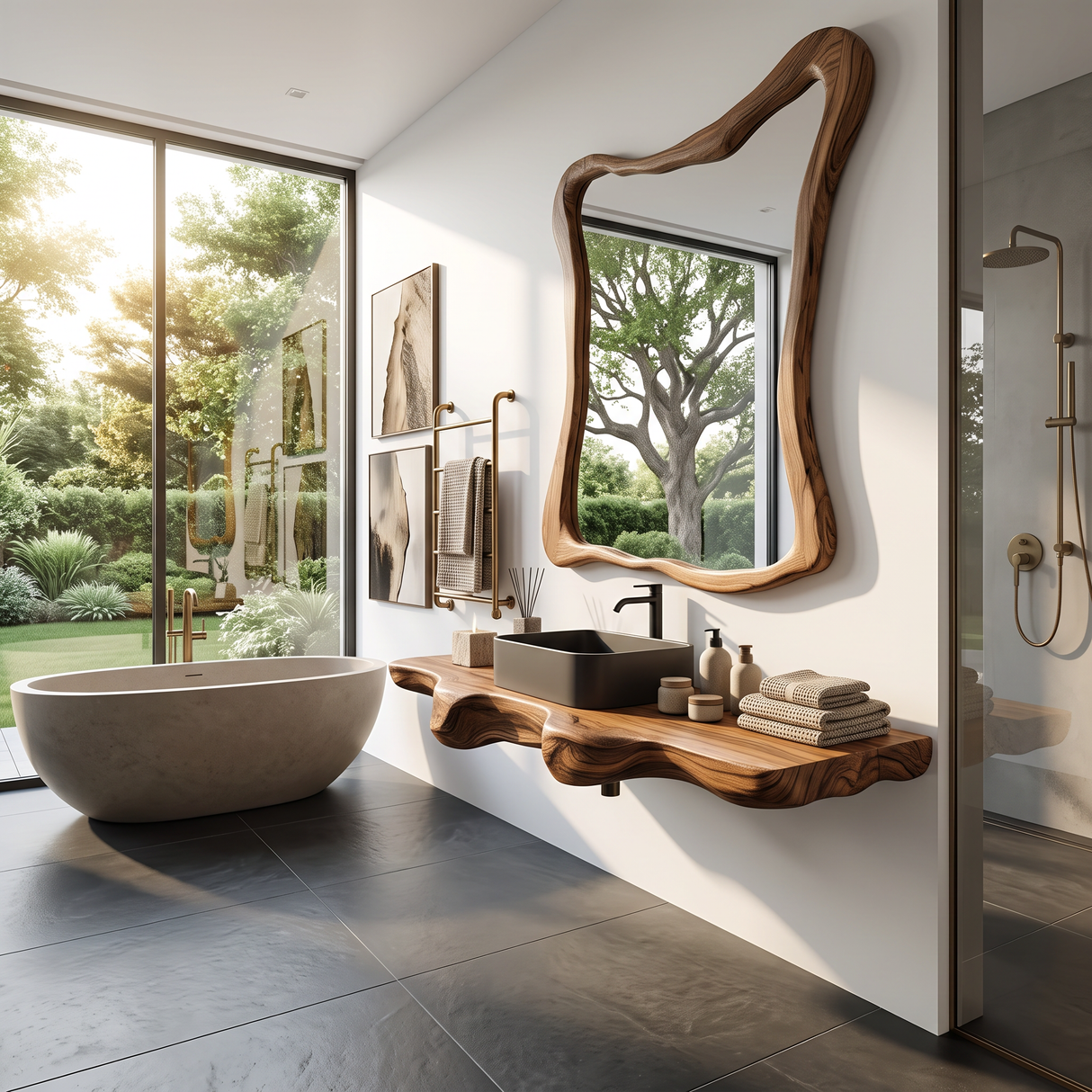 Mid Century Solid Wood Vanity For Sleek Bathroom