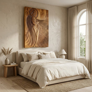 Modern Sacred Wood Carving Wall Art For Living Room