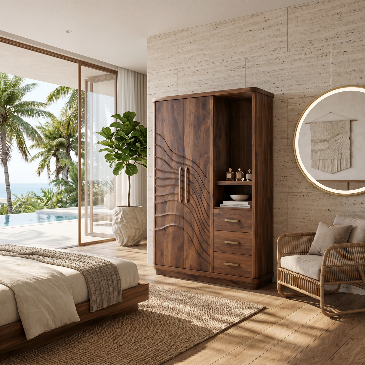 Modern Artistic Form Armoire For Open Lounge Bedroom