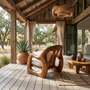 Handcrafted Organic Wood Armchair for Cozy Minimalist Living