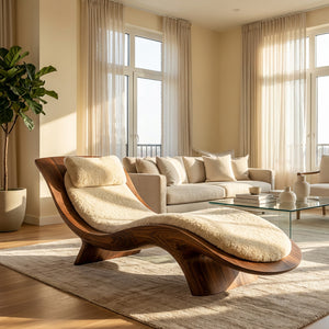 Contemporary Natural Wood Lounge Chair For Living Room
