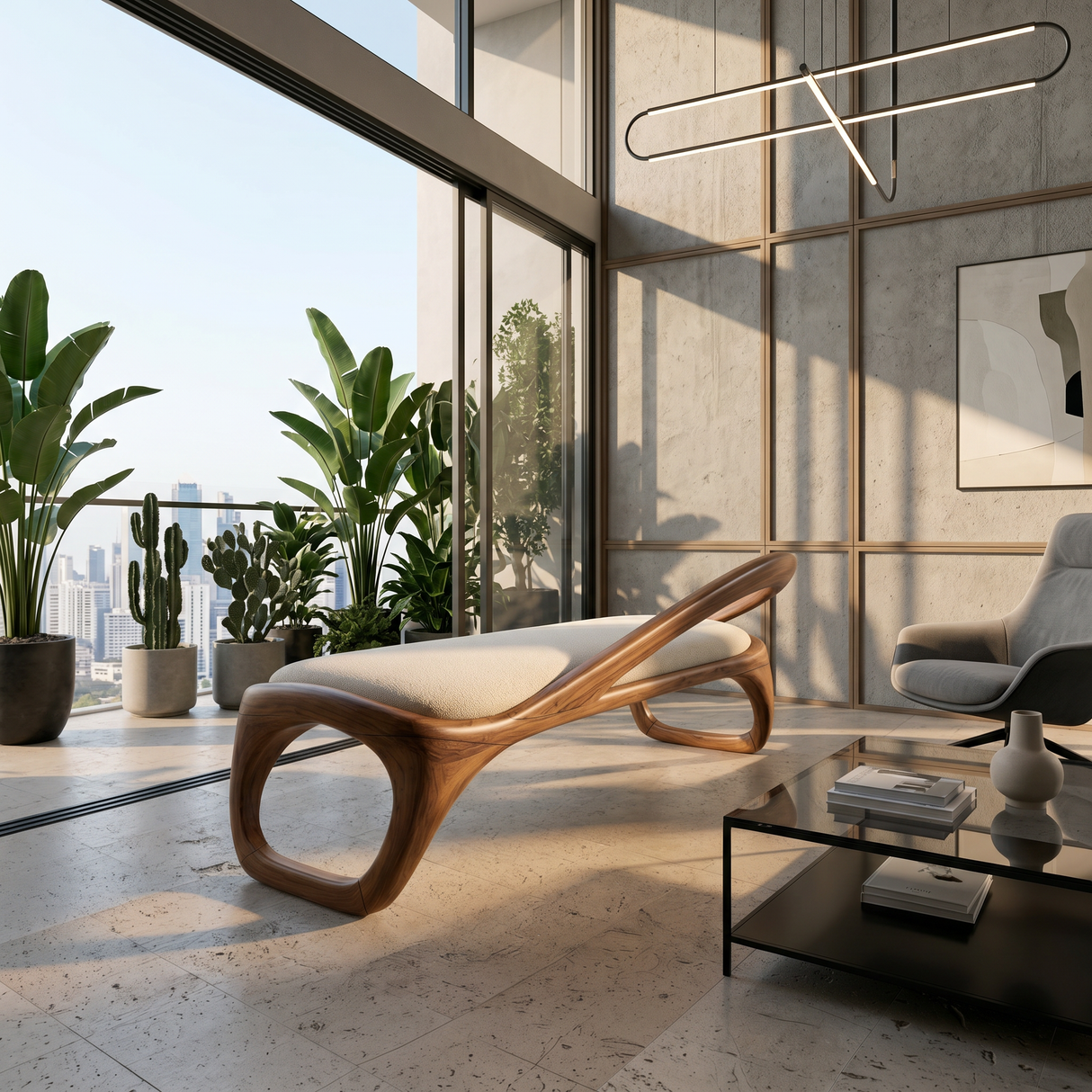 Luxury Sculptural Bench Penthouse Interior