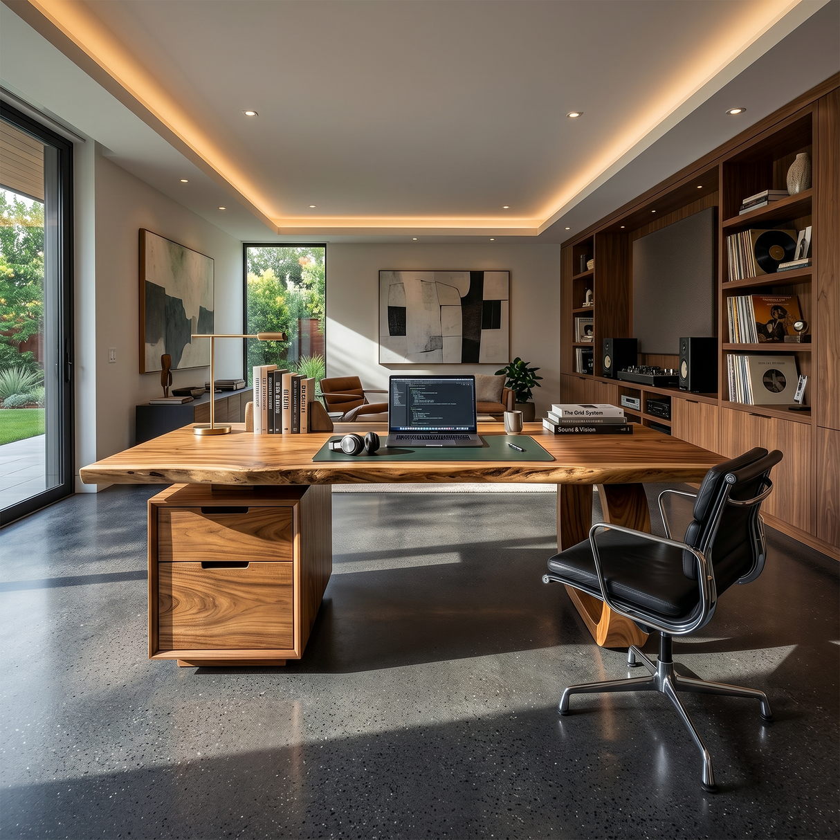 Modern Computer Desk With File Cabinet For Garden View Office