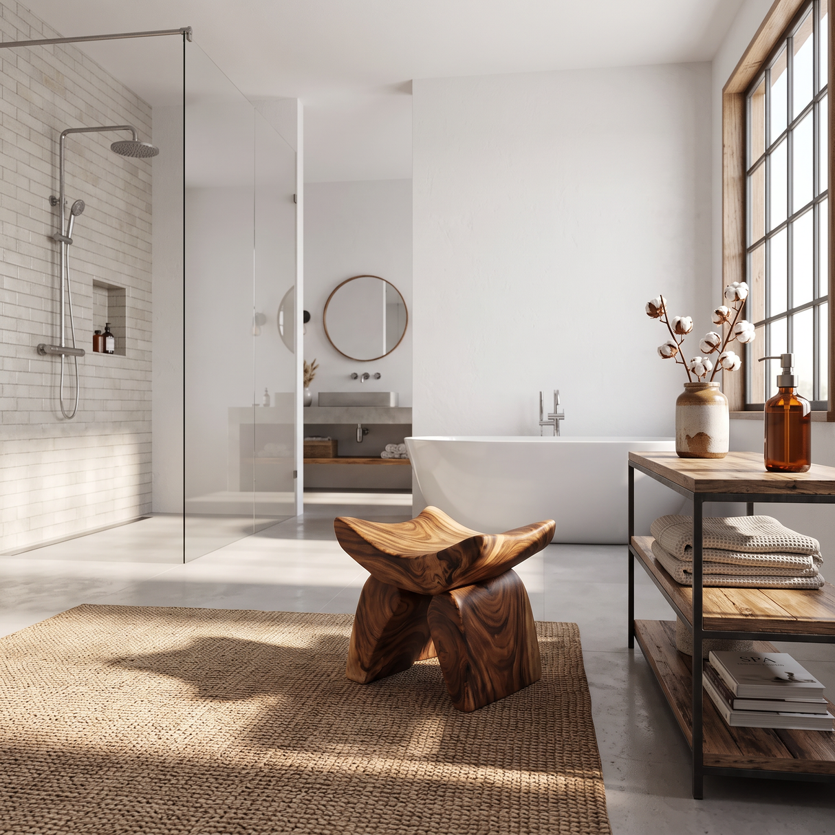 Handcrafted Shower Bench For Spa-Style Bathroom Decor
