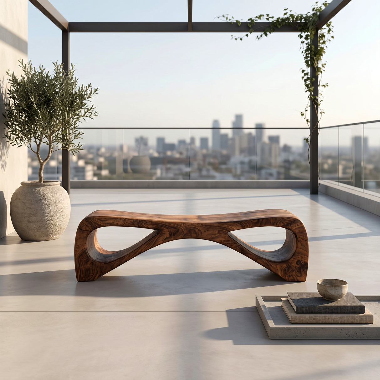 Organic Wooden Outdoor Bench For Landscape Garden