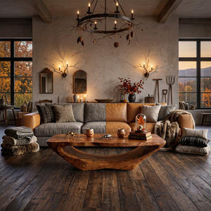 Farmhouse Live Edge Coffee Table Entryway Design Rustic Halloween