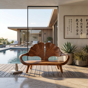 Minimalist Ginkgo Leaf Back Bench For Reading Interior Area
