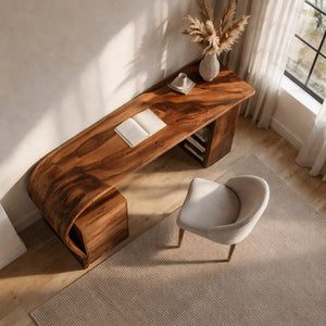 Contemporary Writing Desk With Open Shelf For Home Office