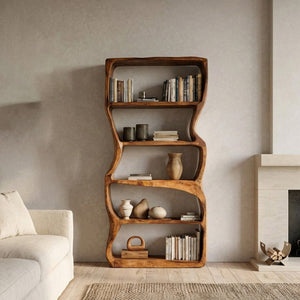 Contemporary Wooden Standing Shelf For Living Room Display
