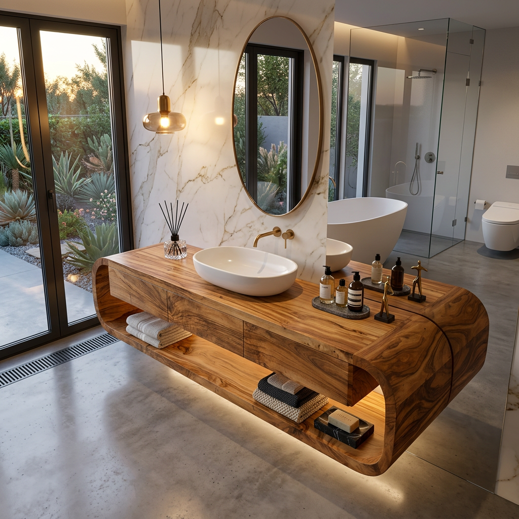 Wooden Wall Mounted Bathroom Vanity For Modern Bathroom Decor
