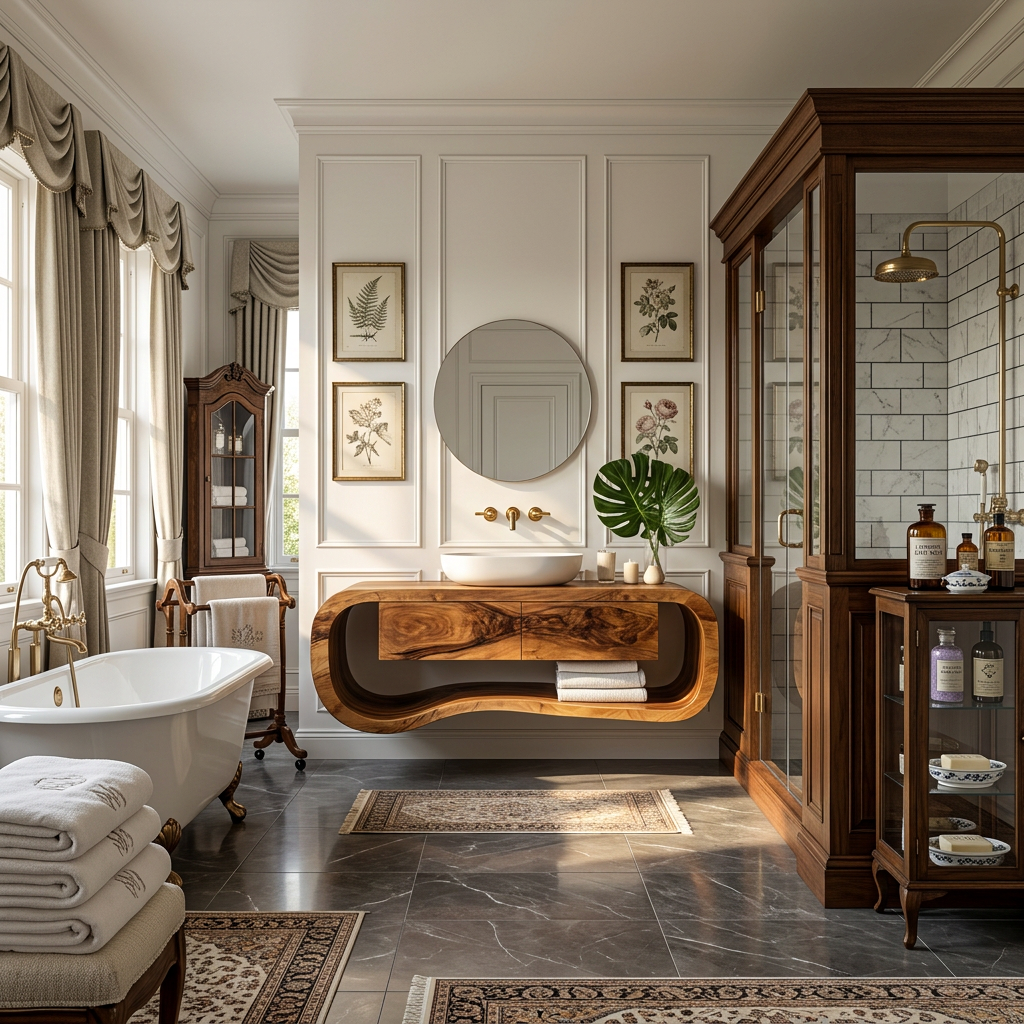 Floating Bathroom Vanity With Open Towel Shelf For Modern Bath