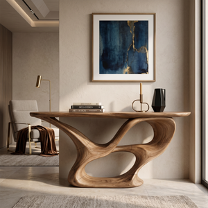 Organic Carved Console Table Contemporary Entryway