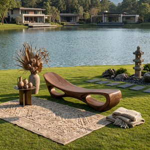 Modern Sculptural Wooden Bench For Luxury Interiors