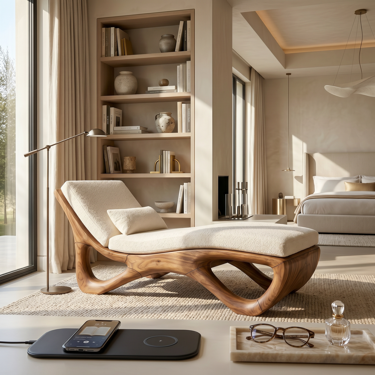 Luxury Organic Modern Chaise Lounge High End Residential Interior