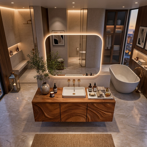 Organic Bathroom Vanity With Sculptural Wave Front For Bathroom Furniture