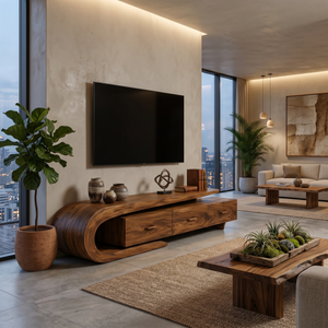 Modern Wood TV Cabinet With 3 Cabinet Systems For Home