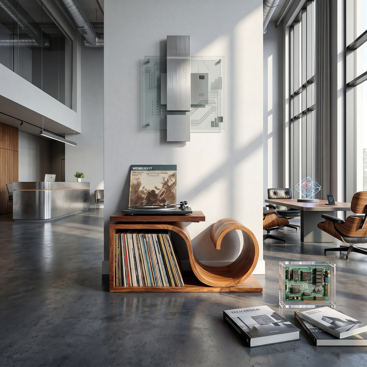 Japandi Wave Record Player Cabinet Wellness Room