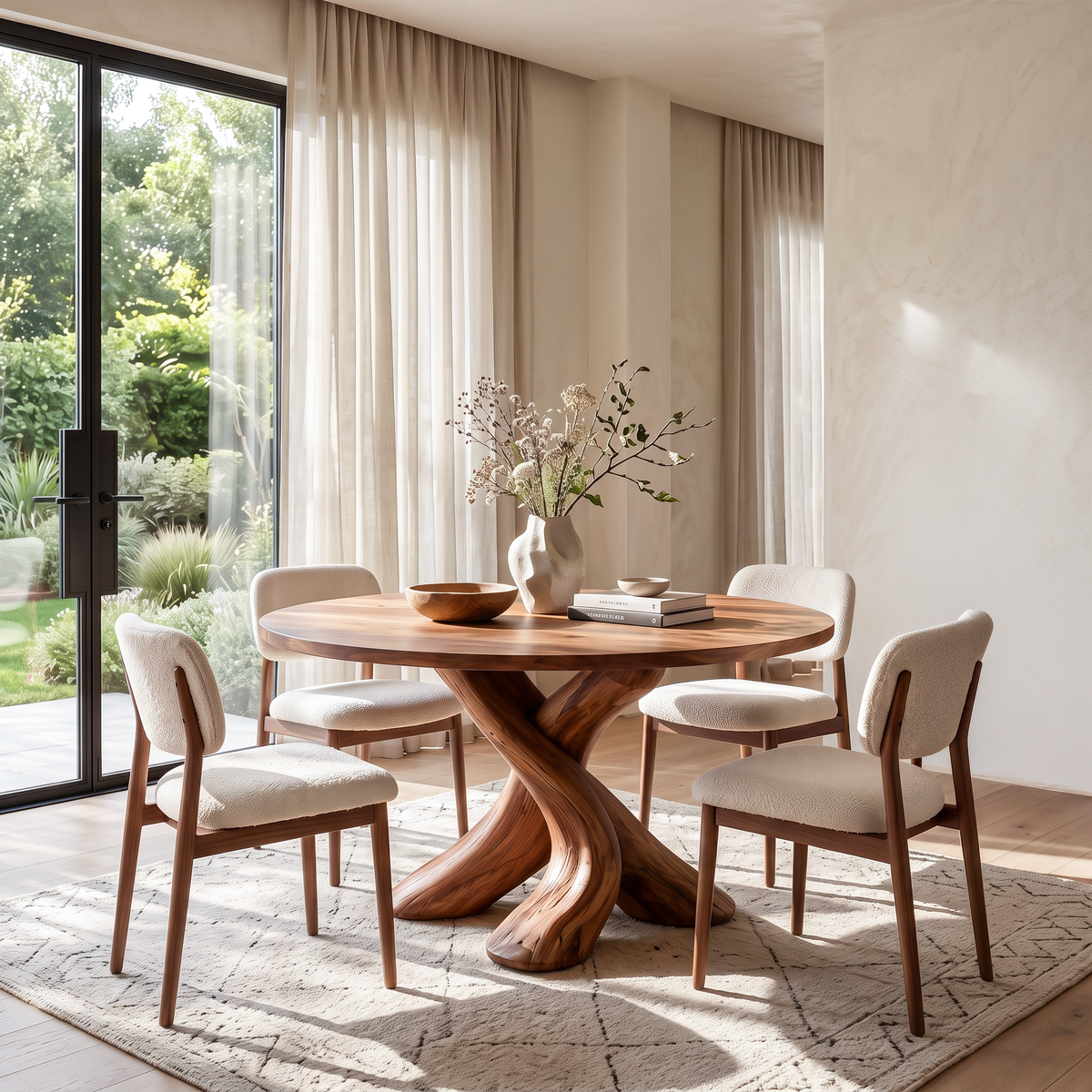 Modern Round Dining Table With Unique Base For Open Dining Space
