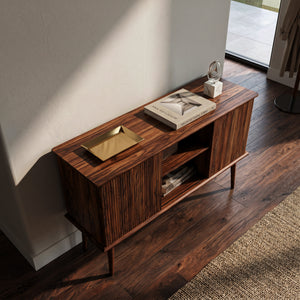 Organic Wooden Fluted Console Table For Entryway