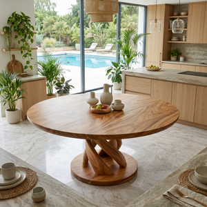 Tropical Round Gathering Table For Luxury Dining Room