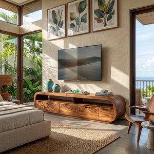 Luxury Monkeypod Media Console For Modern Interior
