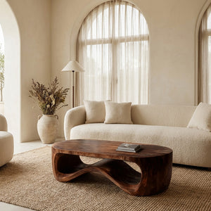Modern Sculptural Wood Coffee Table For Living Room