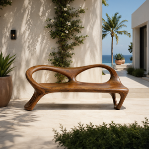 Organic Sculptural Hallway Bench With Soft Curved Frame For Home
