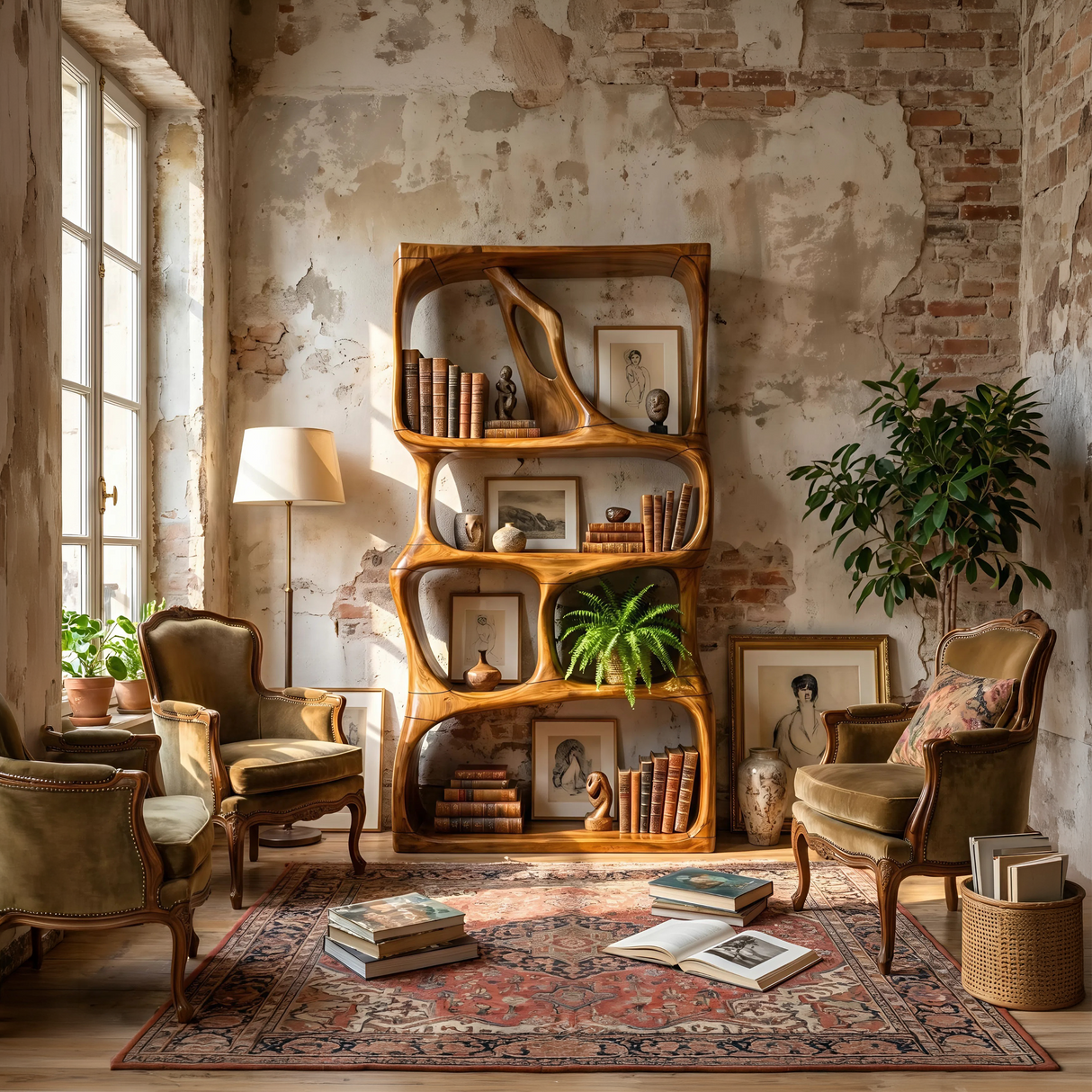 Scandinavian Handcrafted Bookshelf Storage Organizer For Home Office