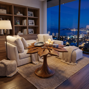 Organic Leaf Top Accent Table Luxury Living Room