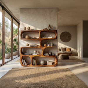 Minimalist Modern Sculptural Bookshelf Living Room Decor