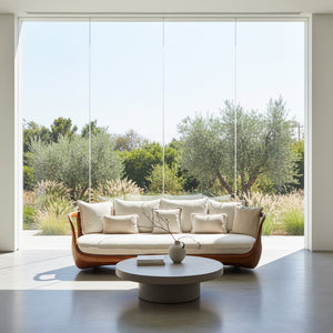 Organic Modern Sculptural Wooden Sofa For Living Room