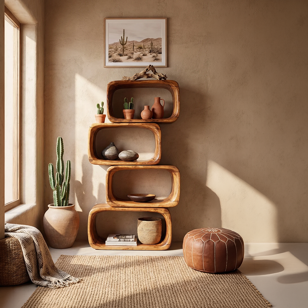 Modern Natural Wood Bookshelf For Home Living Decor