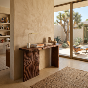 Contemporary Textured Edge Console Table For Open Foyer