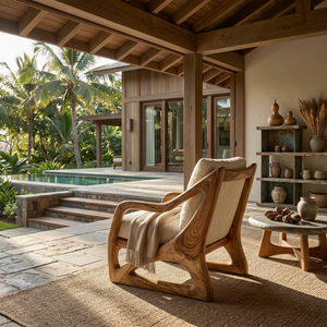 Modern Organic Wooden Armchair Luxury Living Space