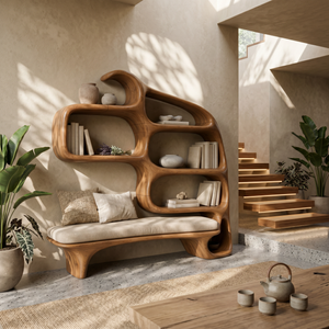 Modern Sculptural Bookshelf For Stylish Reading Space