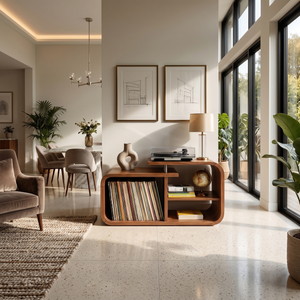 Contemporary Curved Record Player Stand Urban Penthouse