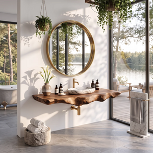 Live Edge Floating Vanity For Bathroom Interior
