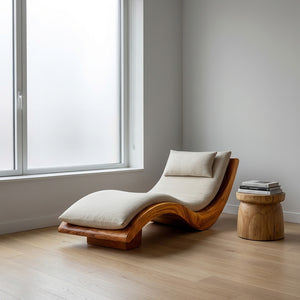 Minimalist Natural Wood Lounge Chair For Bedroom Decor